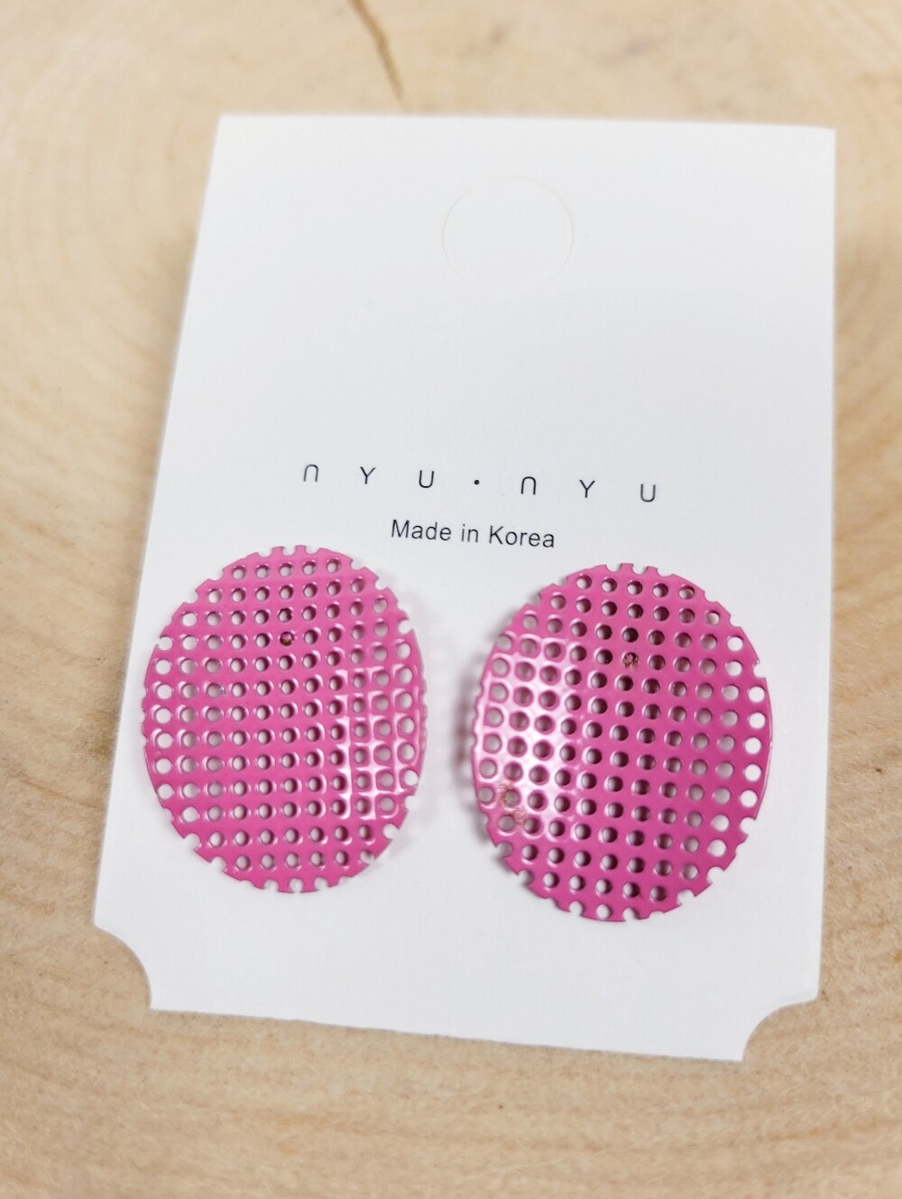 Brand New Pink Waffle Chip Stud Earrings